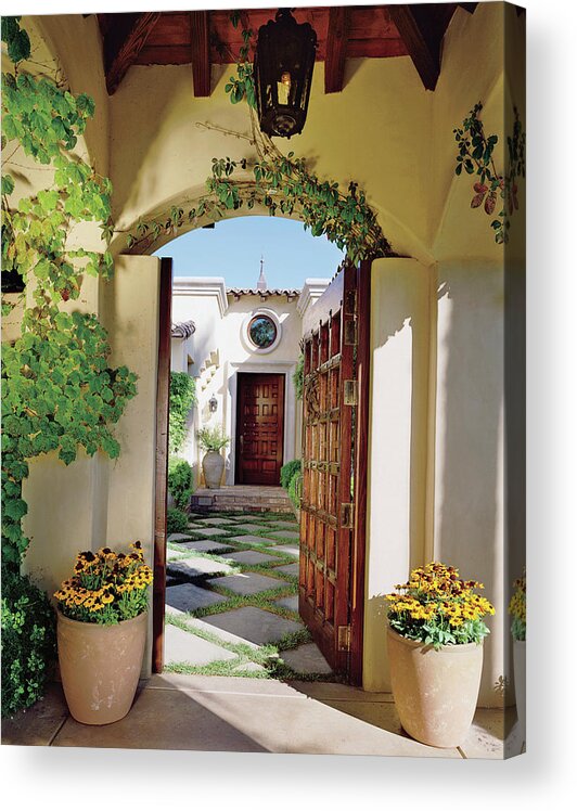 No People Acrylic Print featuring the photograph Vine Covered Doorway by Mary E. Nichols