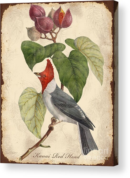 Digital Art Acrylic Print featuring the digital art Vintage Bird Study-D by Jean Plout