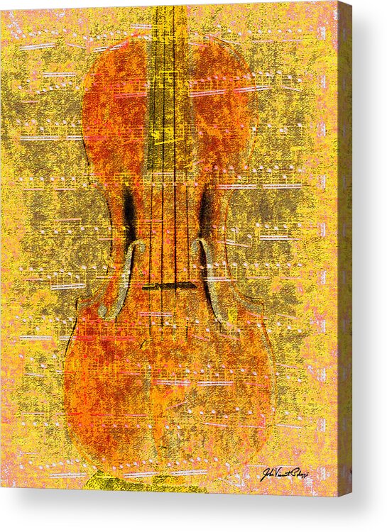 Classical Music Acrylic Print featuring the digital art Viola Gold by John Vincent Palozzi