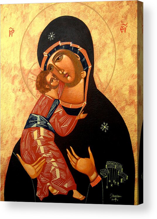 Virgin Of Vladimir Acrylic Print featuring the painting Virgin of Vladimir by Joseph Malham