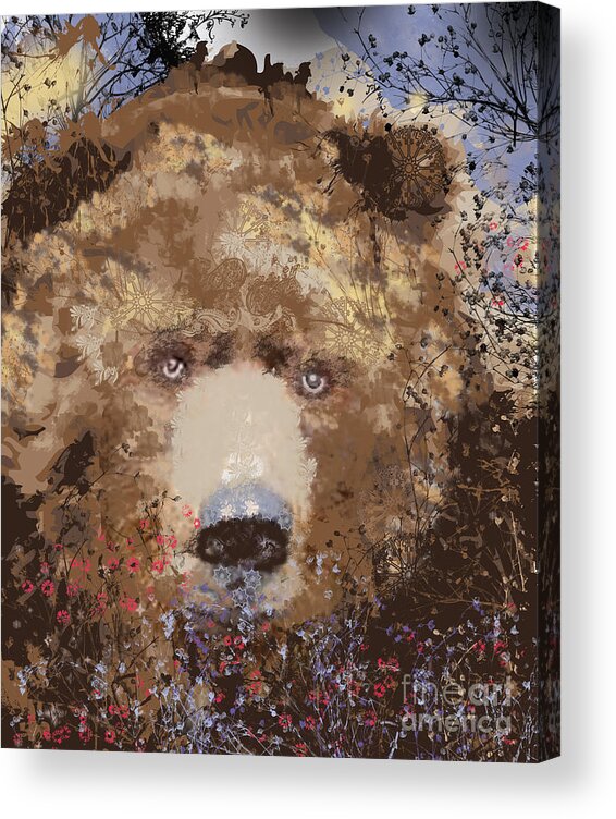 Brown Bear Acrylic Print featuring the mixed media Visionary Bear by Kim Prowse