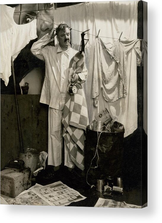 Accessories Acrylic Print featuring the photograph W. C. Fields Wearing Pyjamas by Edward Steichen