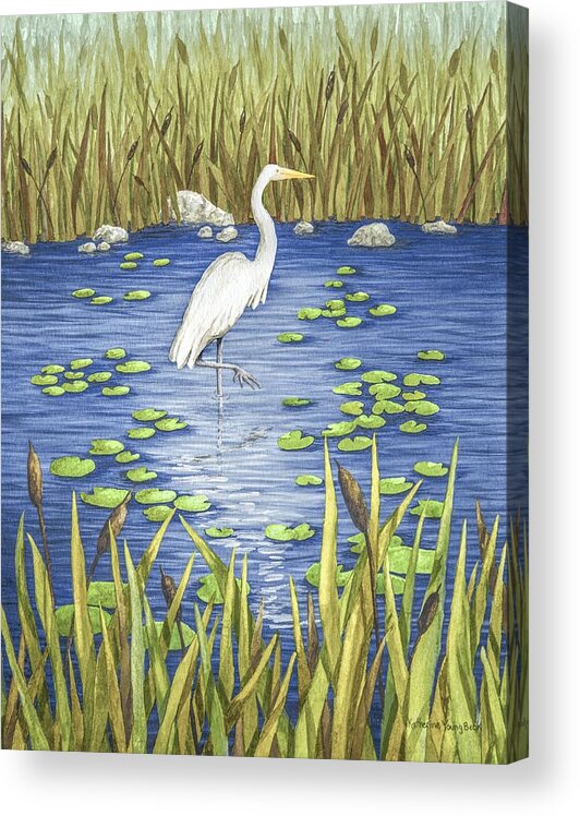 Print Acrylic Print featuring the painting Wading and Watching by Katherine Young-Beck