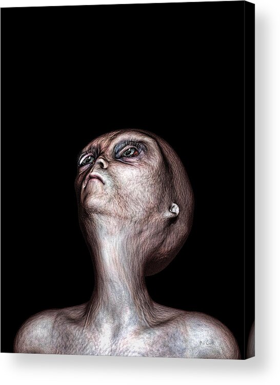  Alien Abduction Acrylic Print featuring the digital art Waiting by Bob Orsillo