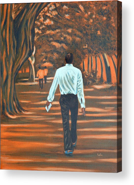 Usha Acrylic Print featuring the painting Walk in the Woods by Usha Shantharam