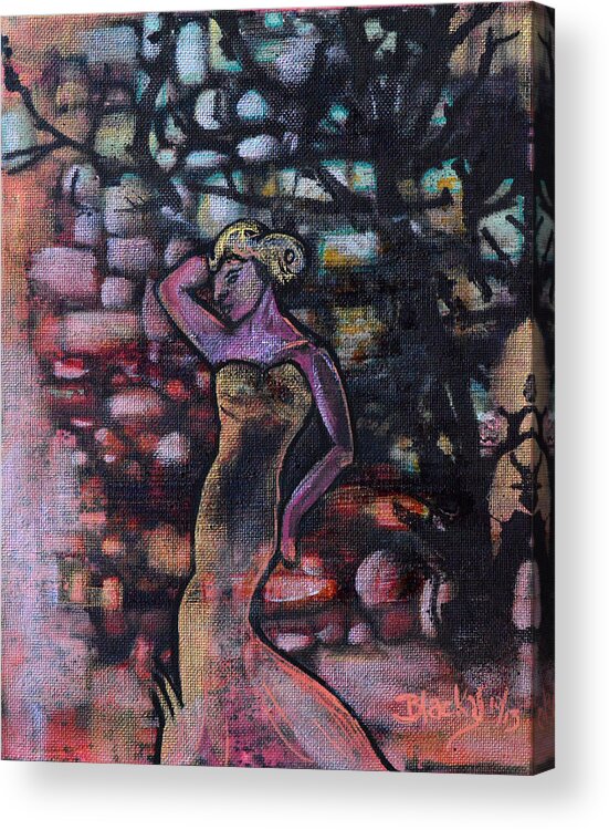Woman Acrylic Print featuring the painting Walking Into The Twilight by Donna Blackhall