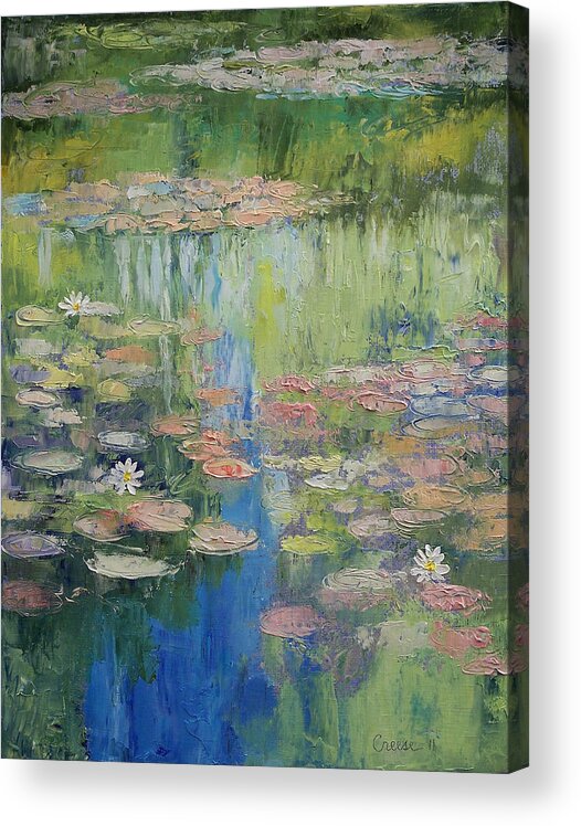 Water Acrylic Print featuring the painting Water Lily Pond by Michael Creese