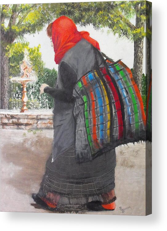 Woman Acrylic Print featuring the painting Weight of The World by Susan Bruner