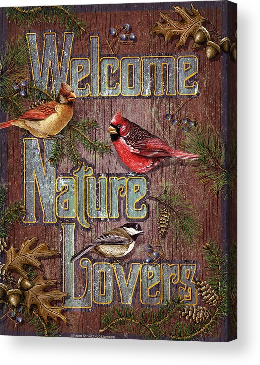 Robert Schmidt Acrylic Print featuring the painting Welcome Nature Lovers 2 by JQ Licensing