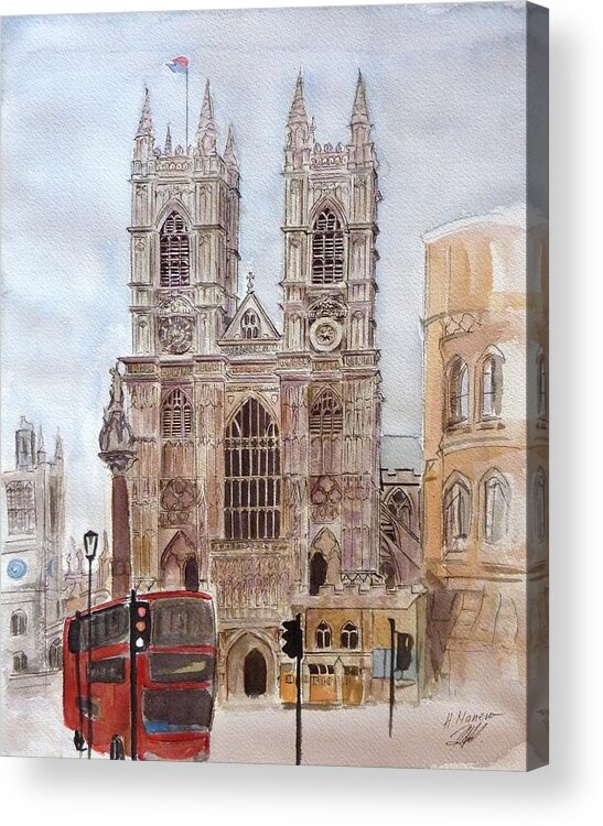 Architecture Acrylic Print featuring the painting Westminster Abbey by Henrieta Maneva