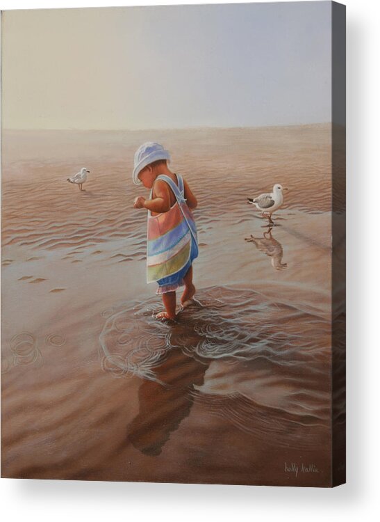 Realism Acrylic Print featuring the painting Wet Feet by Holly Kallie