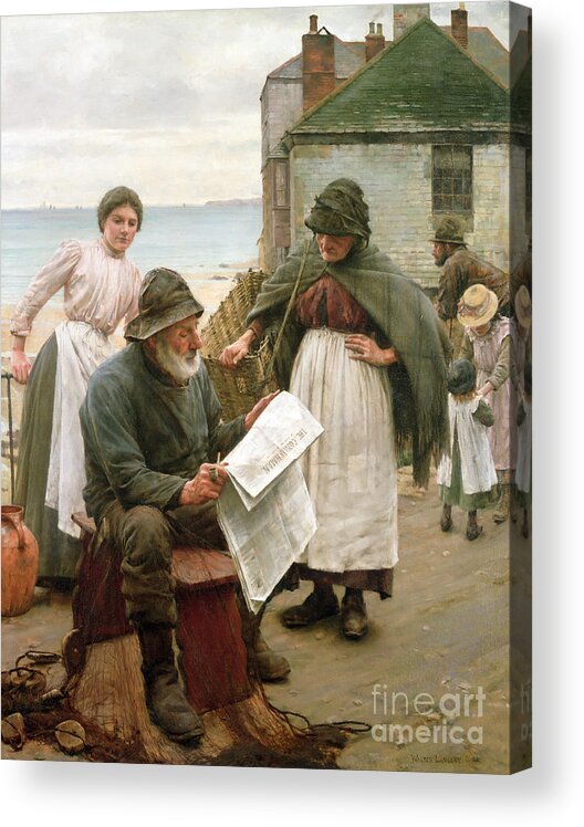 Sea Dog Acrylic Print featuring the painting When The Boats Are Away by Walter Langley