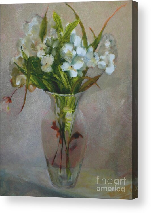 Wedding Card Acrylic Print featuring the painting White Flowers    copyrighted by Kathleen Hoekstra