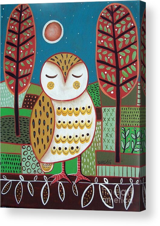 Owl Acrylic Print featuring the painting White Owl by Karla Gerard