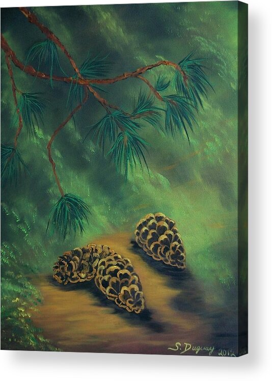 Pine Tree Acrylic Print featuring the painting White Pine and Cones by Sharon Duguay