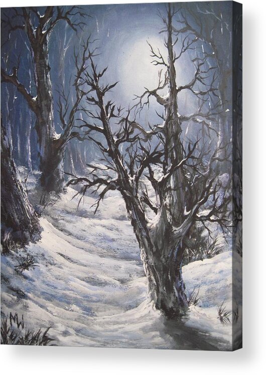 Winter Acrylic Print featuring the painting Winter eve by Megan Walsh