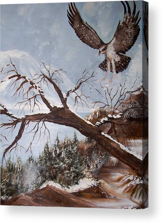 Eagle Acrylic Print featuring the painting Winter Nesting by Martha Mullins