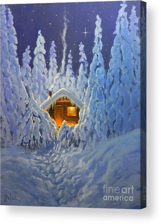 Landscape Acrylic Print featuring the painting Winter Retreat by Paul K Hill
