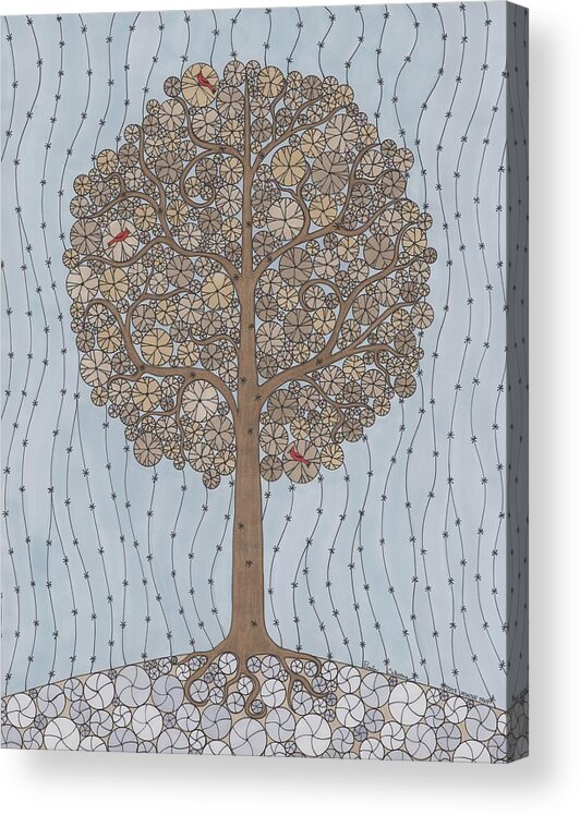 Winter Acrylic Print featuring the drawing Winter Tree by Pamela Schiermeyer