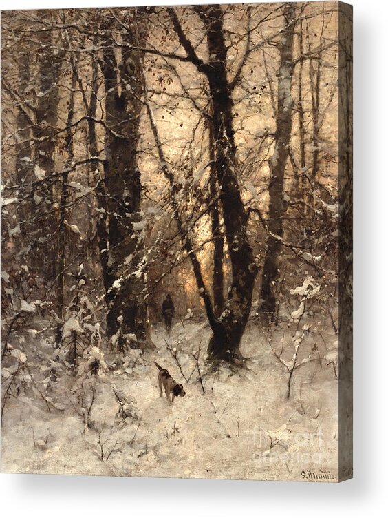 Winter Acrylic Print featuring the painting Winter Twilight by Ludwig Munthe