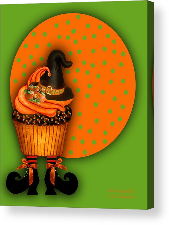 Halloween Art Acrylic Print featuring the mixed media Witch Cupcake 5 by Carol Cavalaris