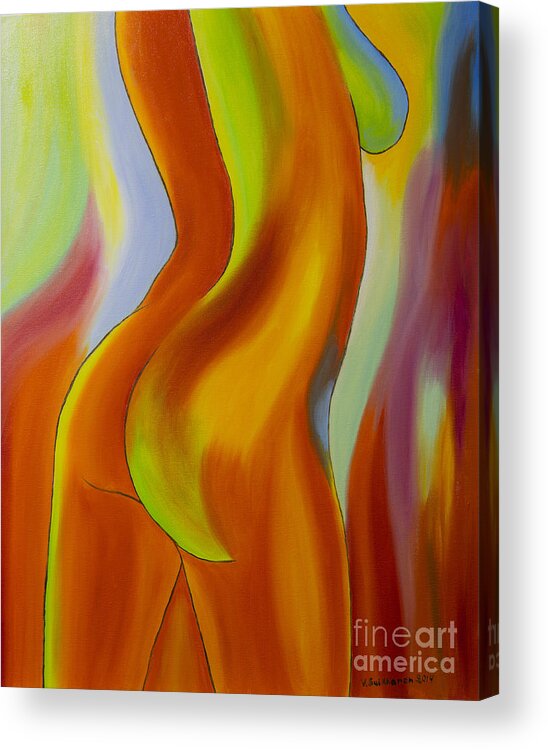 Abstract Acrylic Print featuring the painting Woman 2 by Veikko Suikkanen