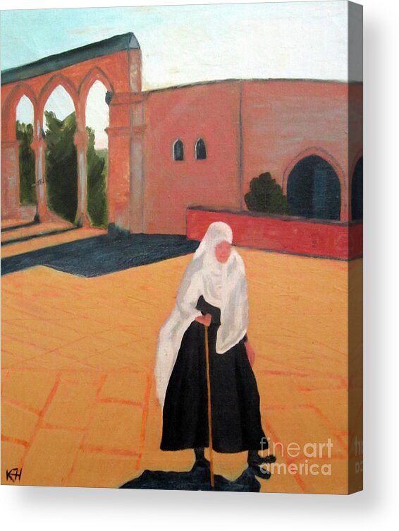 Art Acrylic Print featuring the painting Woman at the Wall by Karen Francis