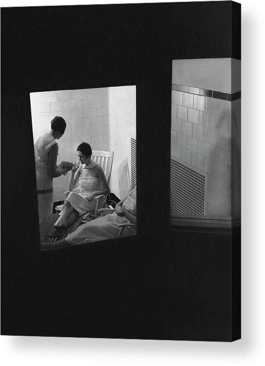 Beauty Acrylic Print featuring the photograph Women Relaxing In A Hot Room by Lusha Nelson