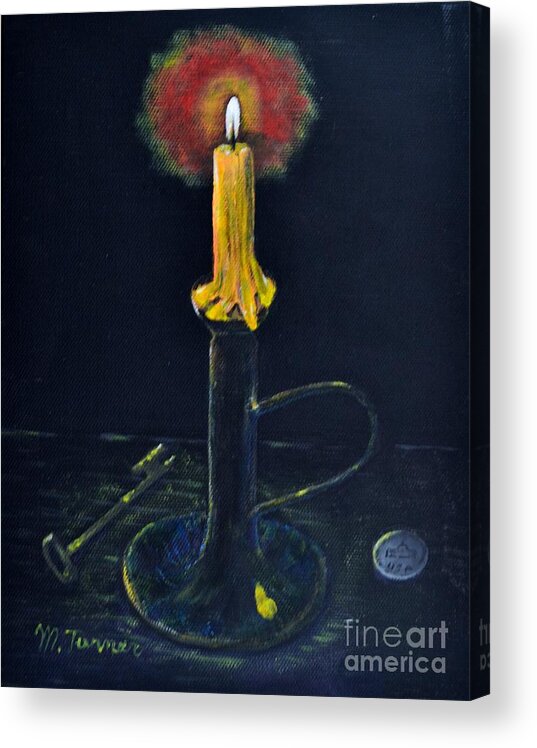 Coin Acrylic Print featuring the painting Yellow candle by Melvin Turner