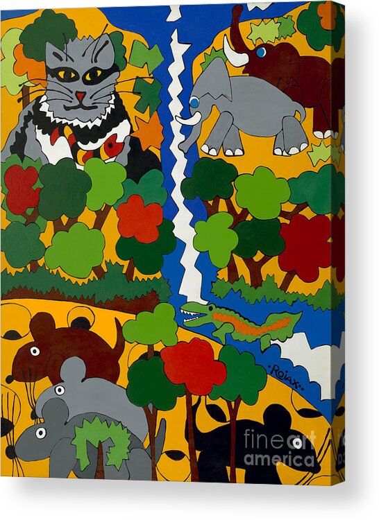 Cat Acrylic Print featuring the painting Zane Grey in Africa by Rojax Art