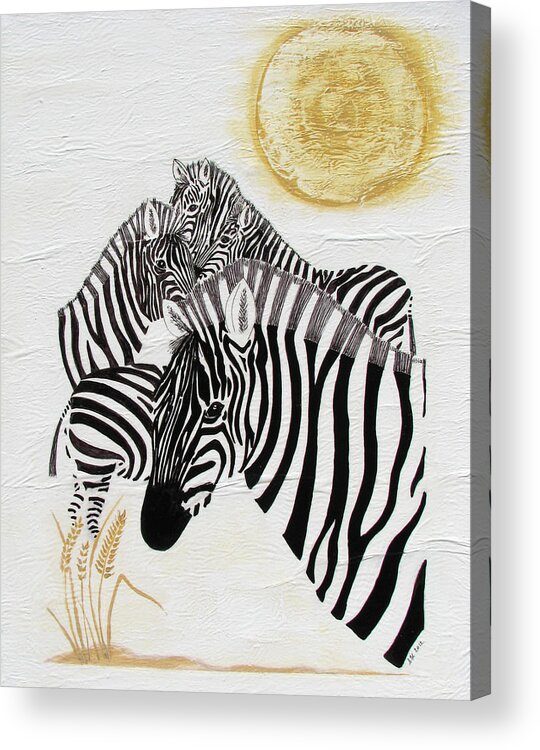 Zebra Acrylic Print featuring the painting Zebra Quintet by Stephanie Grant