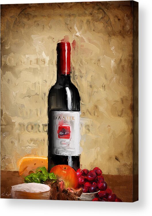 Wine Acrylic Print featuring the painting Zinfandel IV by Lourry Legarde