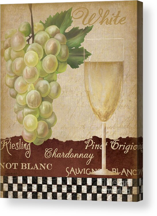 Wine Acrylic Print featuring the painting White wine collage by Grace Pullen
