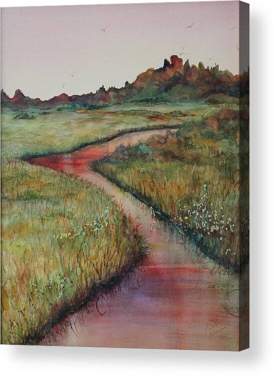 Marsh Acrylic Print featuring the painting Wetlands by Ruth Kamenev