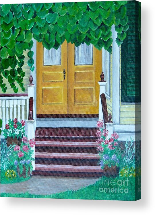 Victorian House Acrylic Print featuring the painting Yellow Door #1 by Michelle Welles