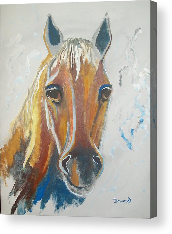 Animals Acrylic Print featuring the painting A look into destiny by Raymond Doward