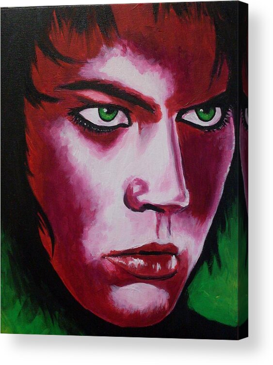 Portrait Acrylic Print featuring the painting Adam Lambert - Intensity by Anne Gardner