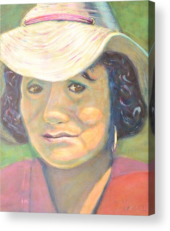 Portrait Acrylic Print featuring the painting Allie by Bob Rowell