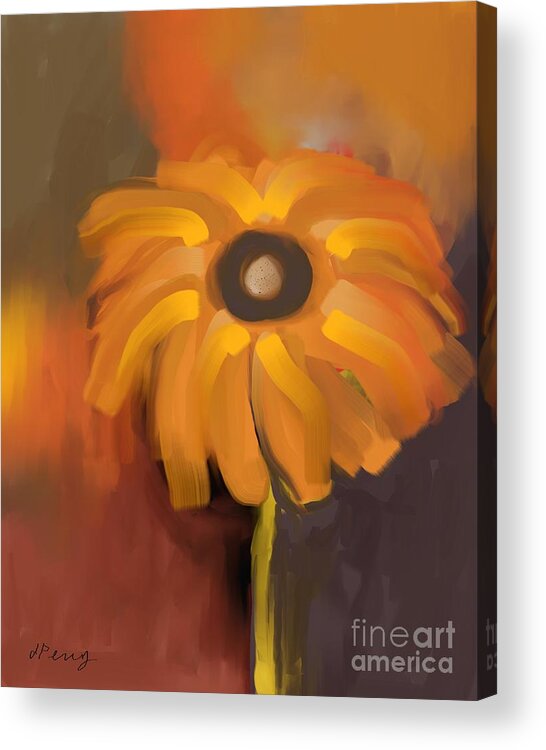 Abstract Flower Art Prints Acrylic Print featuring the digital art Alone by D Perry