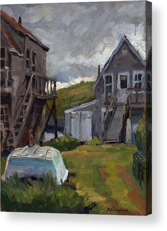 Oil Painting Acrylic Print featuring the painting Backyard / Monhegan Maine by Thor Wickstrom