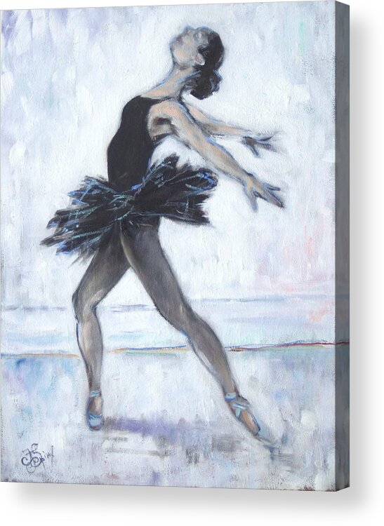 Ballet Acrylic Print featuring the painting Black swan by Irek Szelag