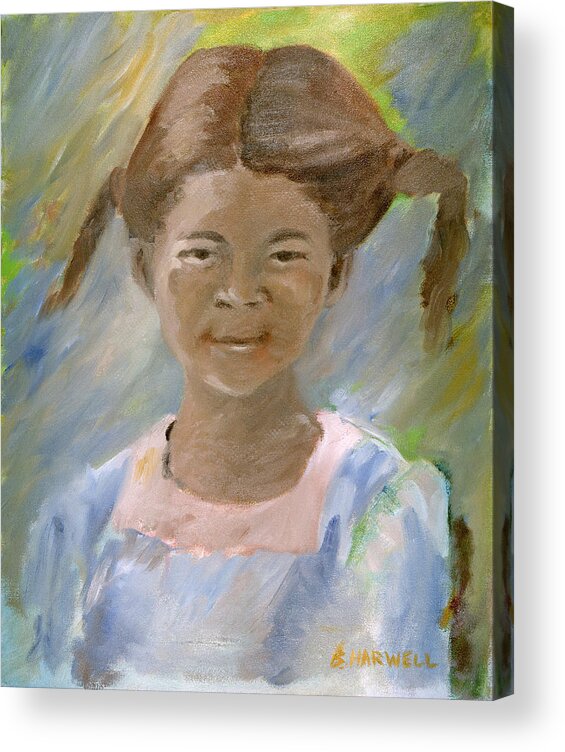 African-american Acrylic Print featuring the painting Braids by Bettye Harwell