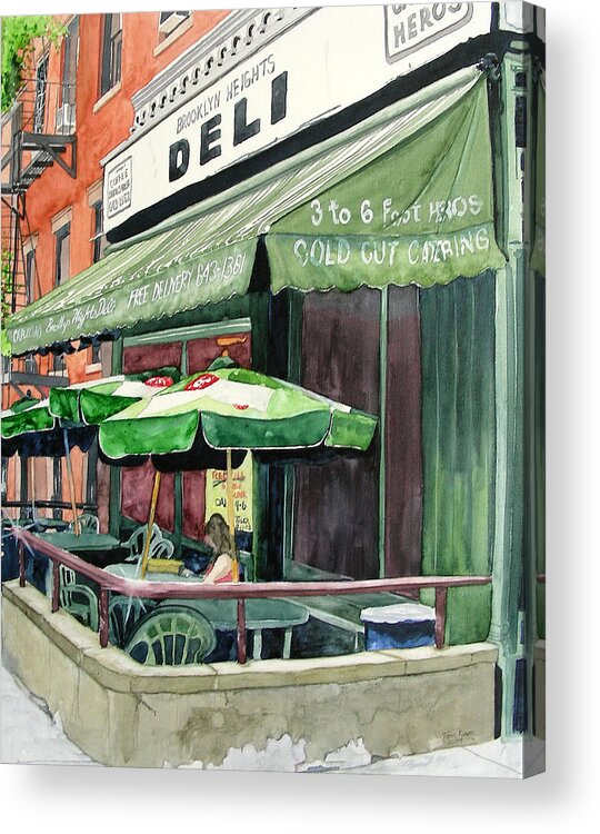 Brooklyn Acrylic Print featuring the painting Brooklyn Heights Deli by Tom Riggs