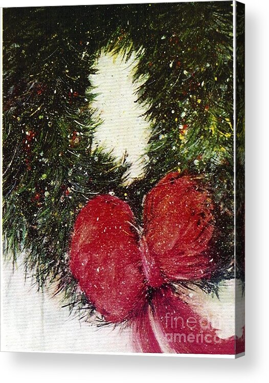 Holiday Christmas Wreath Cards Acrylic Print featuring the painting Christmas Wreath by Pati Pelz