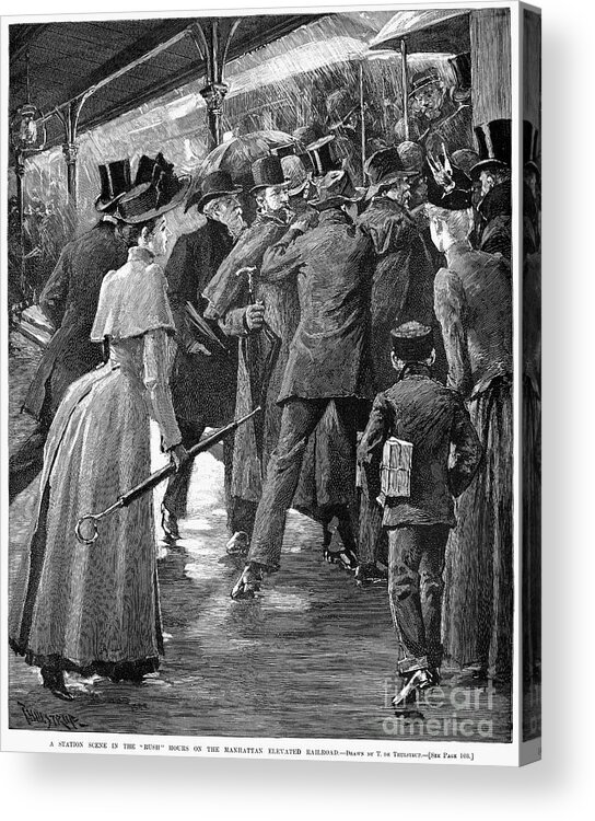 1890 Acrylic Print featuring the photograph Commuter Rush Hour, 1890 by Granger