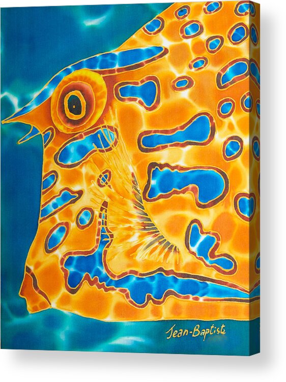 Cowfish Painting Acrylic Print featuring the painting Cowfish by Daniel Jean-Baptiste