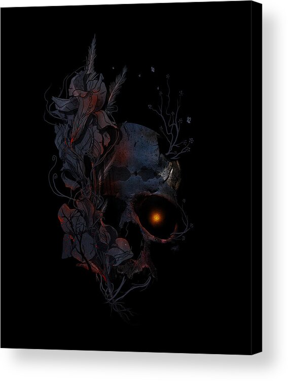 Skull Acrylic Print featuring the mixed media DeathBlooms by Nicebleed 