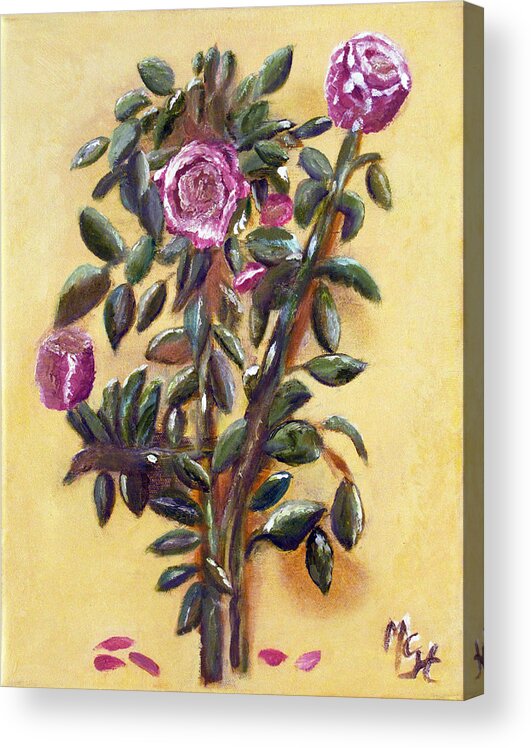 Roses Painting Acrylic Print featuring the painting Dew upon the Roses by Margaret Harmon