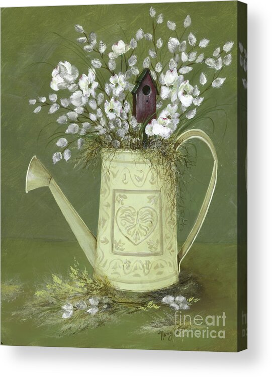 Watering Can Acrylic Print featuring the painting Dogwood Cuttings by Nancy Patterson