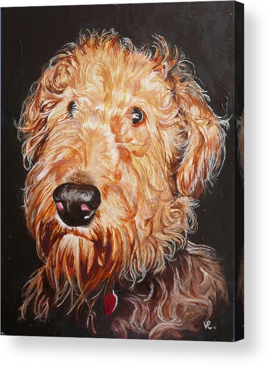 Puppy Acrylic Print featuring the painting Fonzie by Vic Ritchey